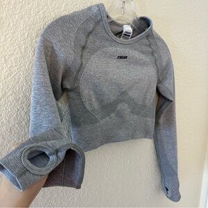 Gymshark Grey Long Sleeve Cropped Women’s Activewear Workout Top